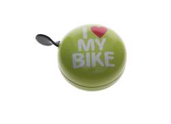 HBS Ringeklokke I Love My Bike 80mm Ding Dong - Gr&oslash;nn