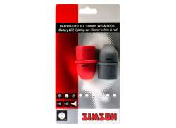 Simson Simmy 3 Lyssett LED Batterier - R&oslash;d/Gr&aring;