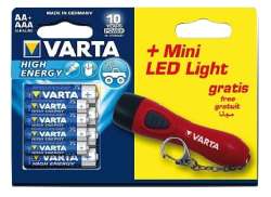 Varta High Energy Batterier 4xAA/4xAAA 1,5V + Mini Lykt
